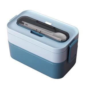 All in One Plastic Lunch Box Container with Utensils for Adults Dishwasher Safe Bento Box