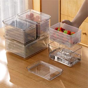Draining Food Containers with Lids Fridge Organizers