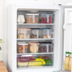 Fridge Organizer with Lid Handle Storage Clear Pull Out Food Containers