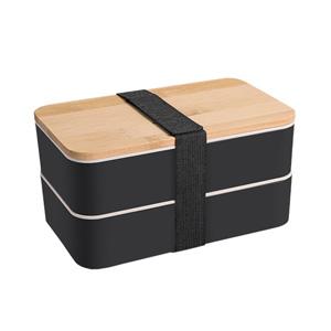 Japanese Bento Box Double Deck with Cutlery Set for Men Plastic Lunch Container