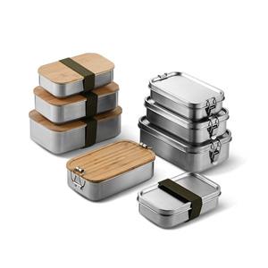 Metal Meal Containers for School Outdoor Stainless Steel Lunch Box with Bamboo Lid