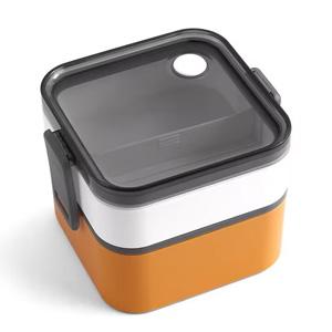 Modern Design Square Lunch Box 2 Sections Large Capacity Leak Proof Meal Prep Containers 