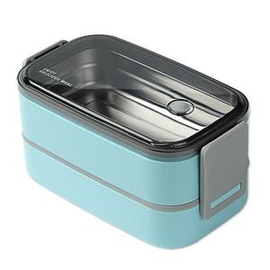 Plastic Lunch Box with Stainless Steel Container 2 Compartments Leak Proof for Adults to Work