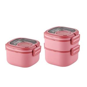Portable Plastic Lunch Box Set with Stainless Steel Containers for Adults