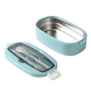 Portable Stainless Steel Lunch Container Insulated Plastic Bento Box with Fork and Spoon