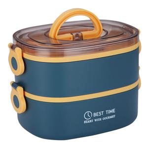 Premium Stackable Lunch Box with Stainless Steel Container Large Capacity 2 Compartments Bento Box
