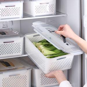 Produce Saver Containers Food Storage Bins with Lids Handle Drainage