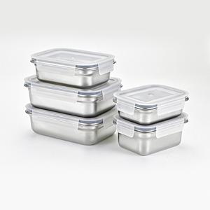 Rectangular Stainless Steel Food Containers with Lids for Fridge Organization