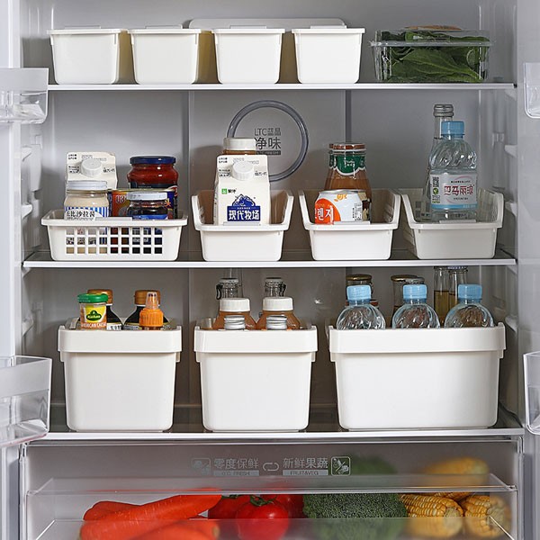 Refrigerator Organizer Fridge Bottle Soda Can Storage Drawers Bins with  Handle Removable Divider