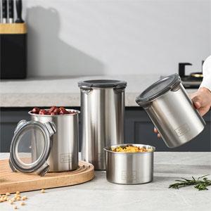 Stainless Steel Canister with Lids for Kitchen and Pantry