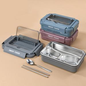 Stainless Steel Lunch Box for Men 2 and 3 Compartments Adults Food Containers